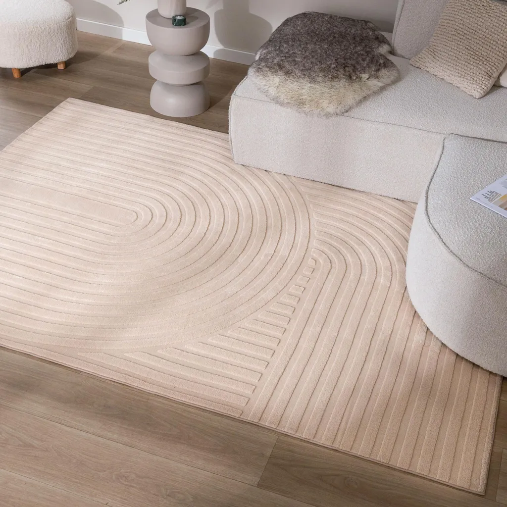 Tapis de passage beige Volero moderne pour salon et terrasse 80x150 cm