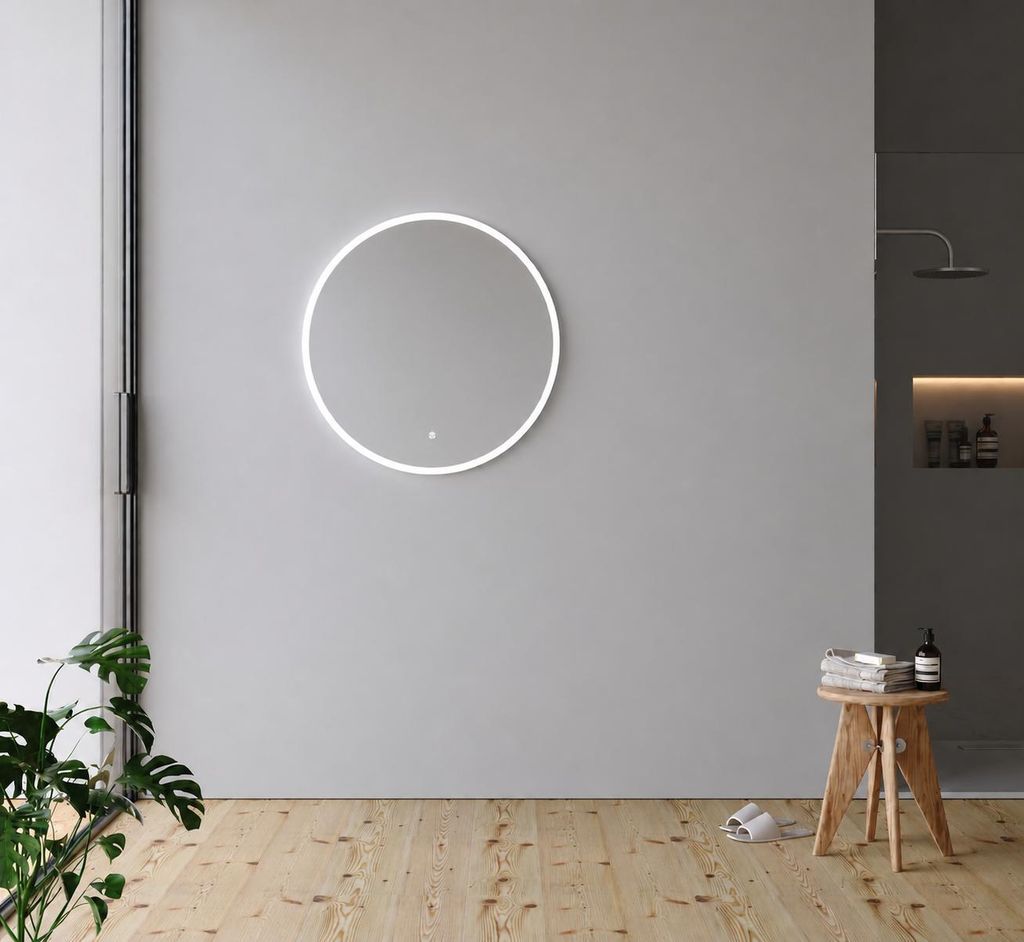 Hole Badezimmerschrank Set - 80 cm Spiegel - LED-Spiegel mit Touchschalter, Modernes Design