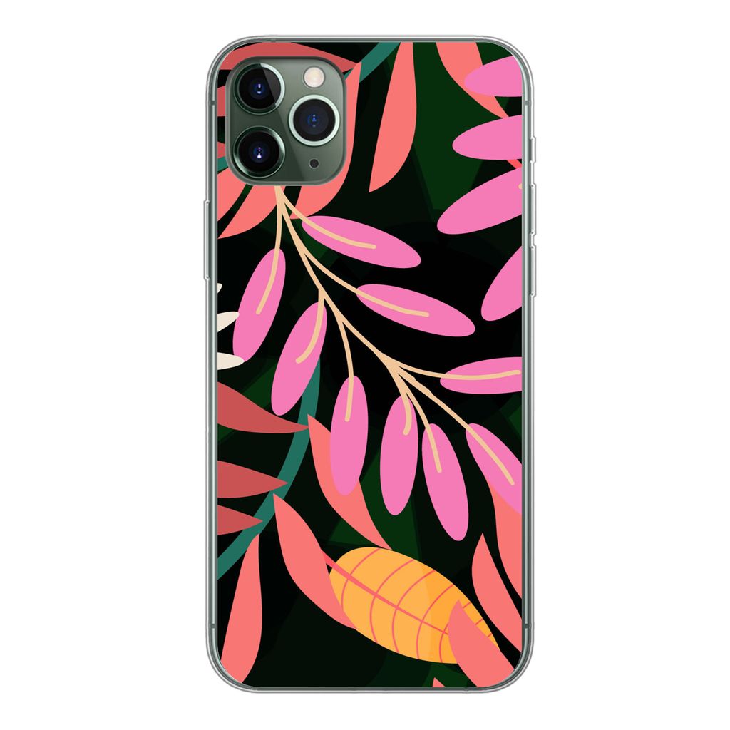 MuchoWow Handyhülle Schutzhülle Hülle für iPhone 11 Pro Max Tropisch - Blumen - Muster Silikon Softcase Handy Hülle - Schutz