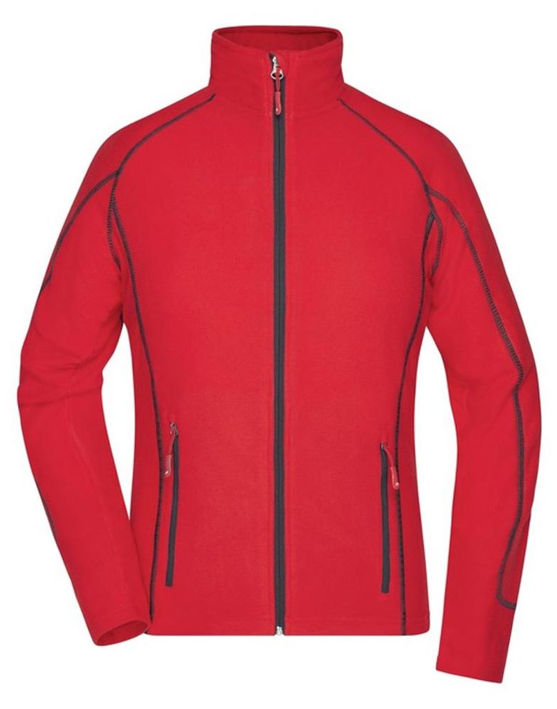 James and Nicholson - Fleecejacke Strukturiert für Damen LT2533 (M) (Rot/Kohlen-Schwarz)