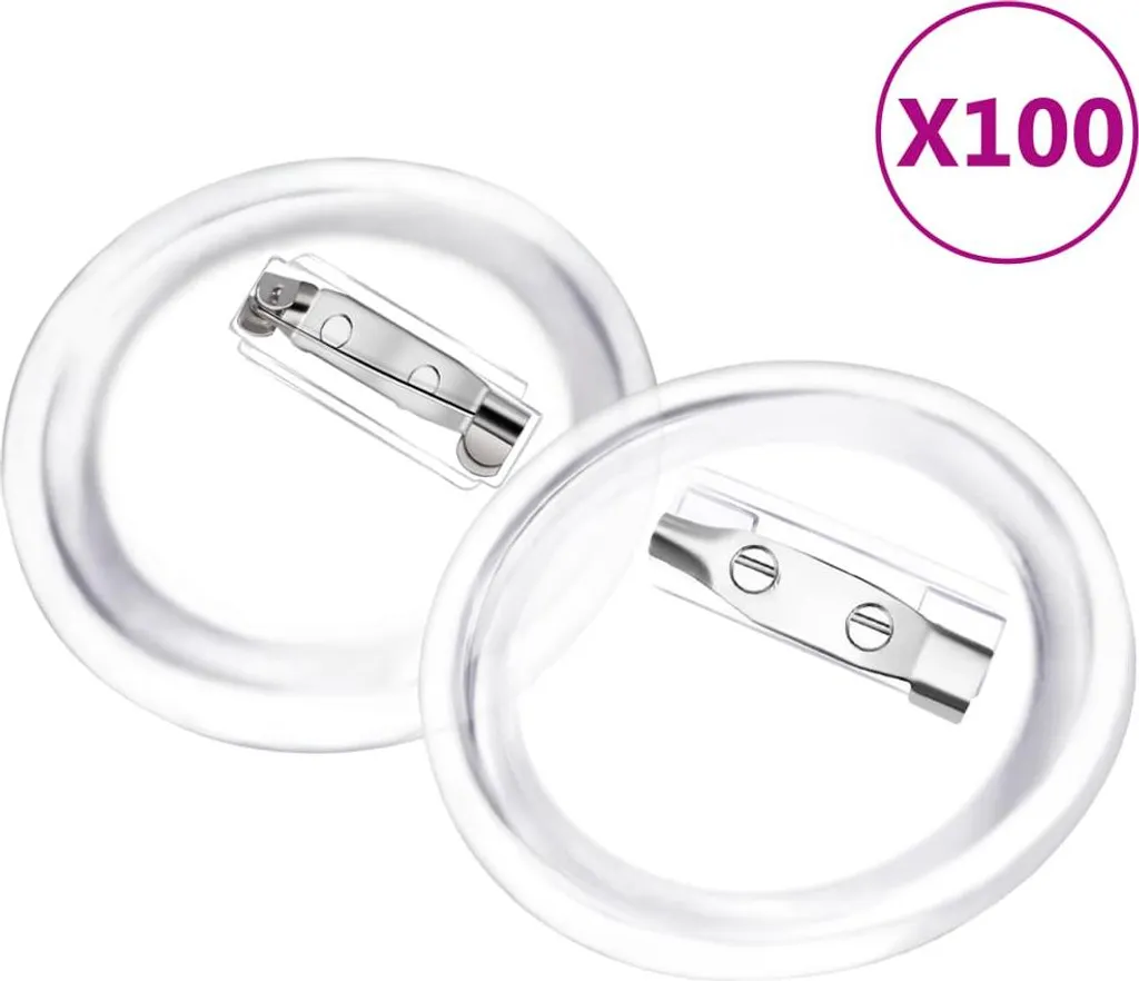 vidaXL Set 100 Bottoni con Perno 37mm in Acrilico per Badge Fai-da-Te