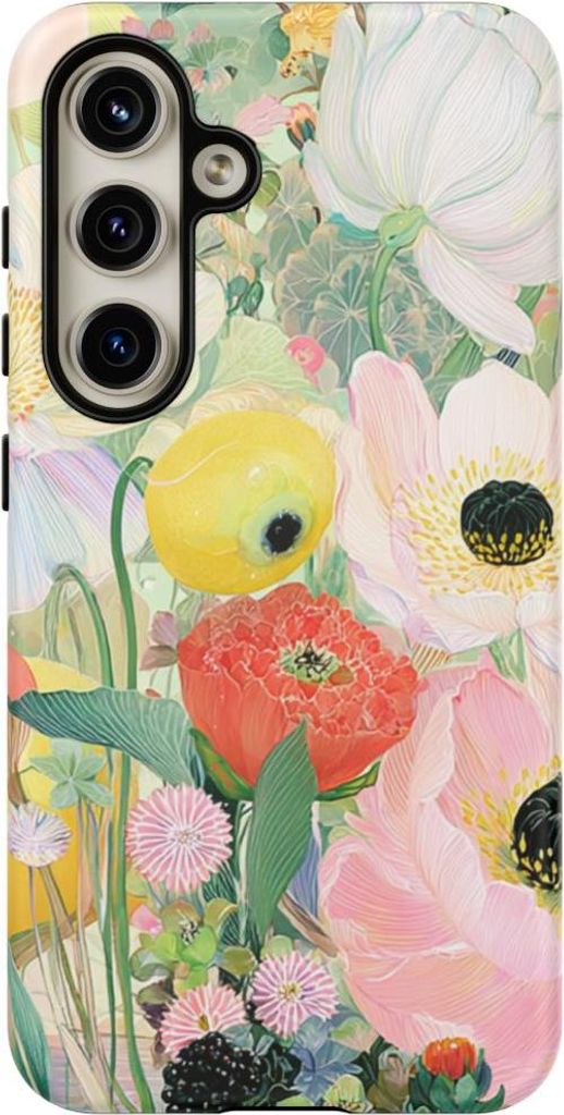 Zarte Pastellblumen mit Vögeln – Hülle Kompatibel mit Samsung Galaxy S24