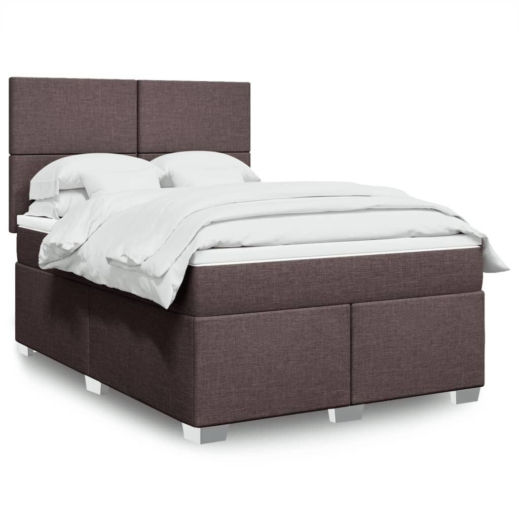 Maison Exclusive - Boxspringbett mit Matratze Dunkelbraun 140x200 cm Stoff