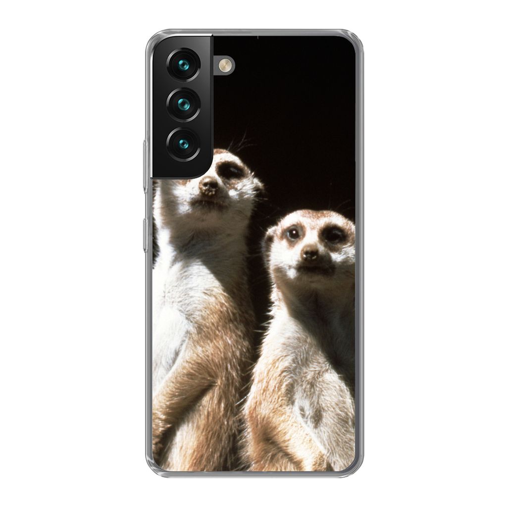 MuchoWow Handyhülle Schutzhülle Hülle für Samsung Galaxy S22 Plus Schwarz - Erdmännchen - Tiere Silikon Softcase Handy Hülle - Schutzabdeckung