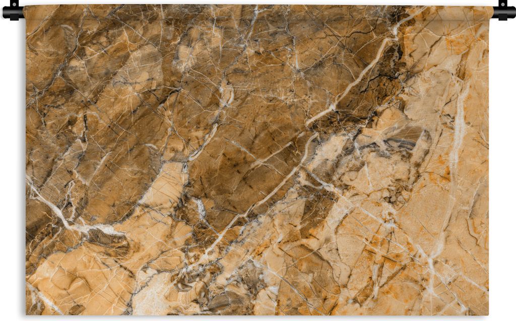 MuchoWow Wandteppich Wandbehang Kristalle - Gelb - Granit - Weiß 120x80 cm Tapisserie Dekoration Wandtuch - Wanddekorationen - Wandtücher