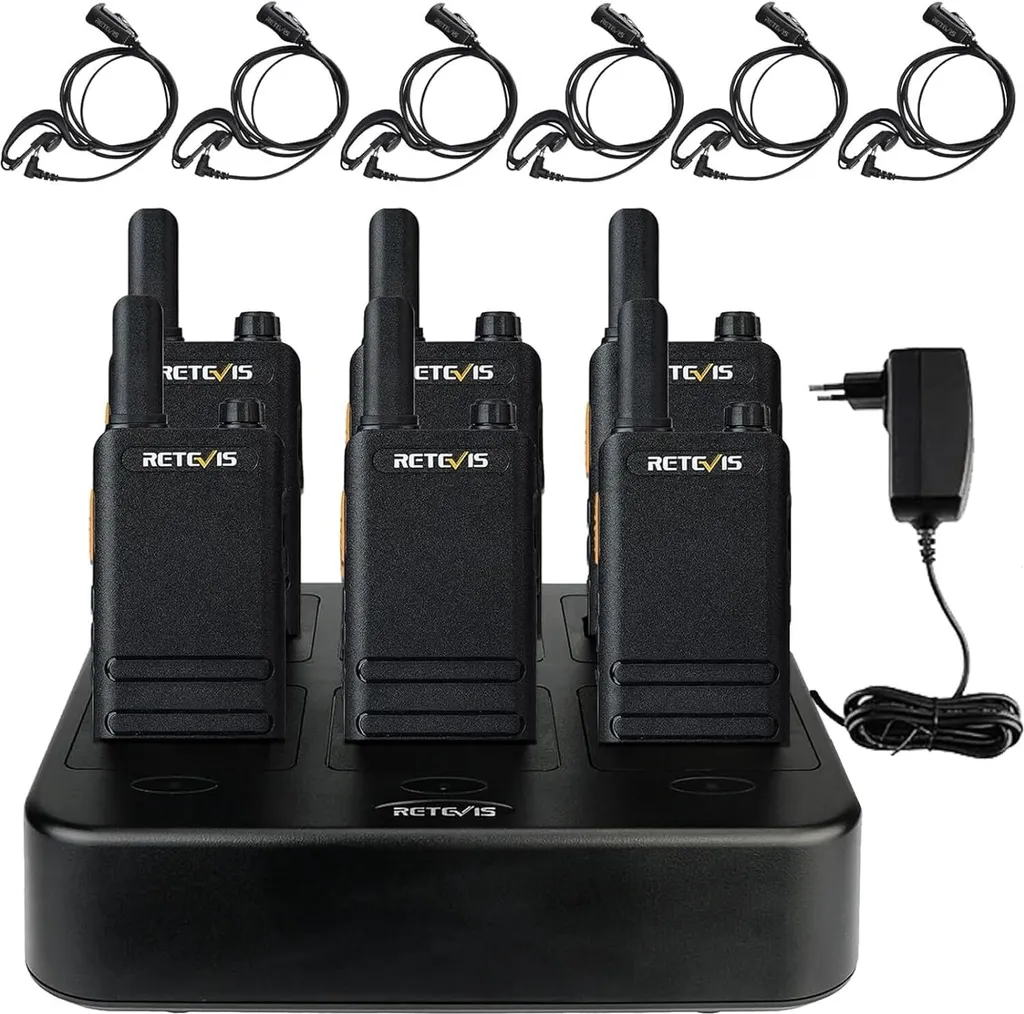 Radio Talkie-walkie Ultra-mince Lot de 6 avec Station de Charge Rapide