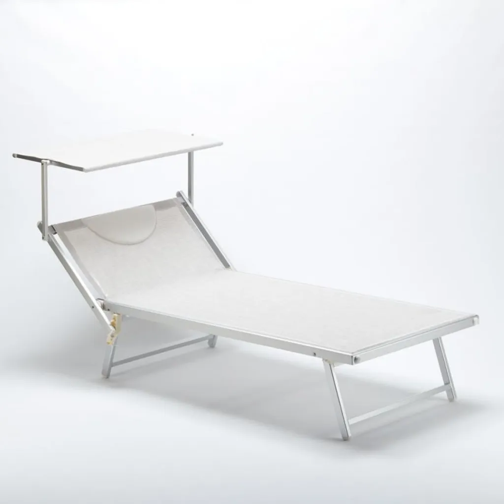 Transat de plage professionnel Grande Italia XL en aluminium Blanc pur