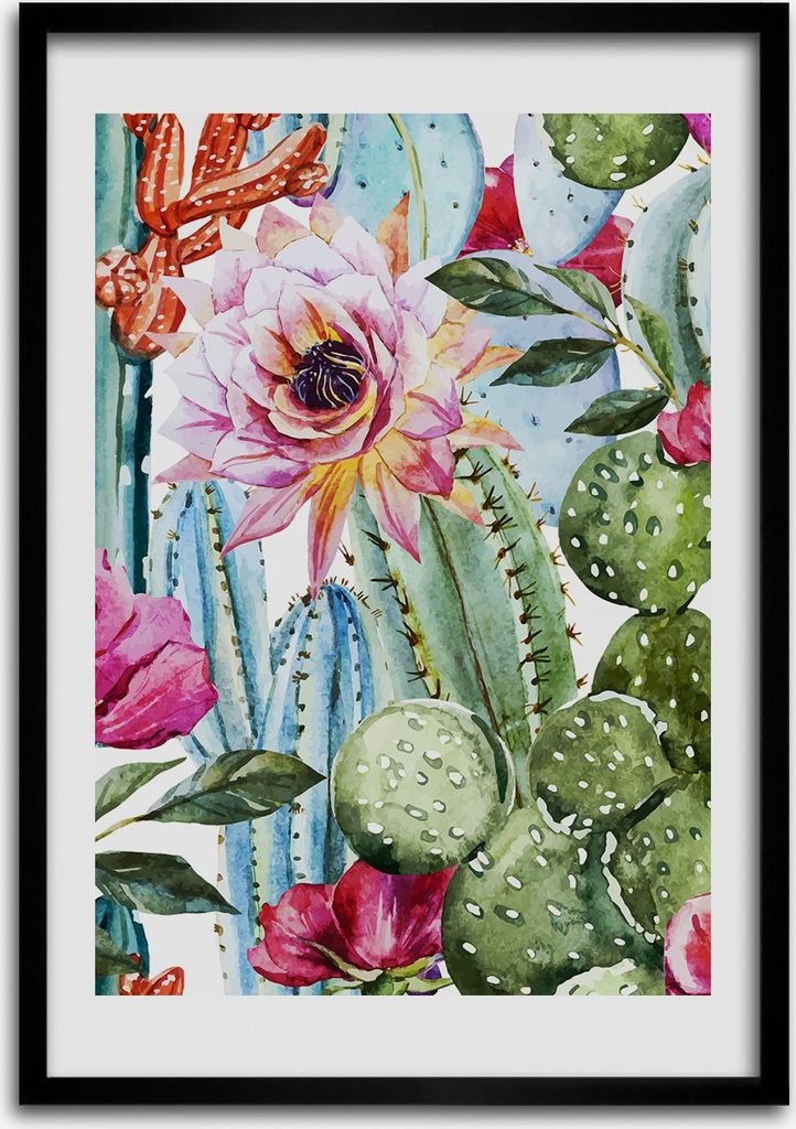 Bild - Bilderrahmen - Foto - 70 cm x 100 cm - MDF - Rahmen - Wandkunst - Kakteen