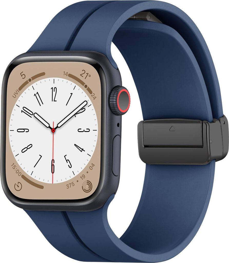 Strap-it Magnetisches Silikonarmband - Passend für Apple Watch - Series 1/2/3/4/5/6/7/8/9/10/11/SE - Dunkelblau - Größen: 38 / 40 / 41 / 42 mm