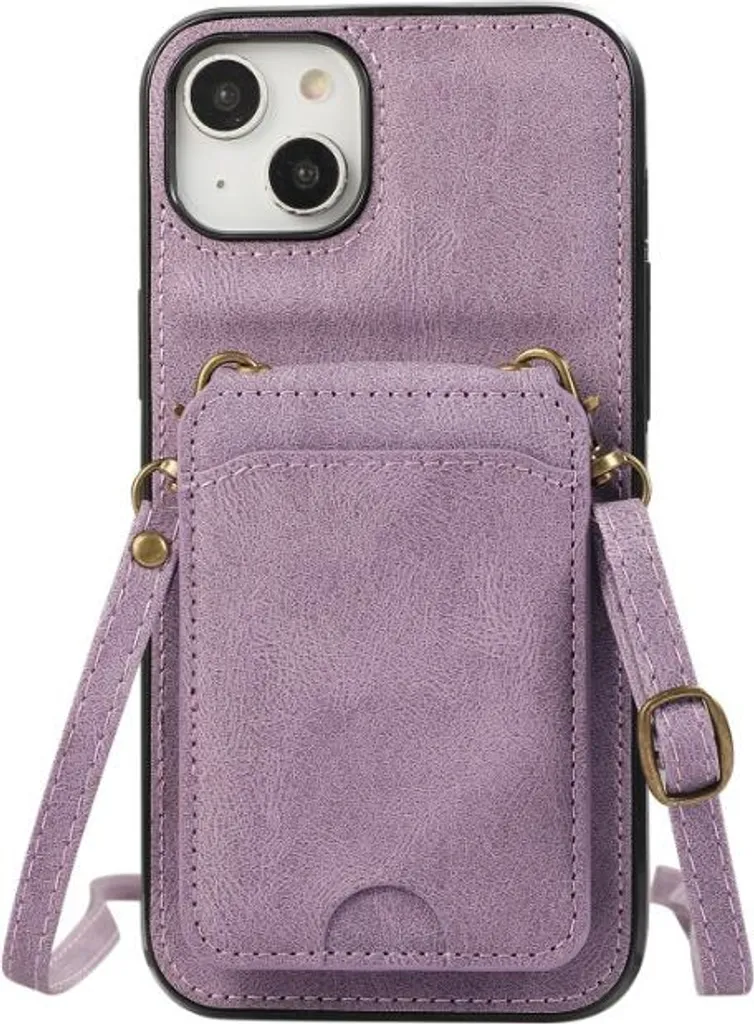 Cover iPhone 17 Pro con Tracolla Viola: Portafoglio e Protezione 3-in-1