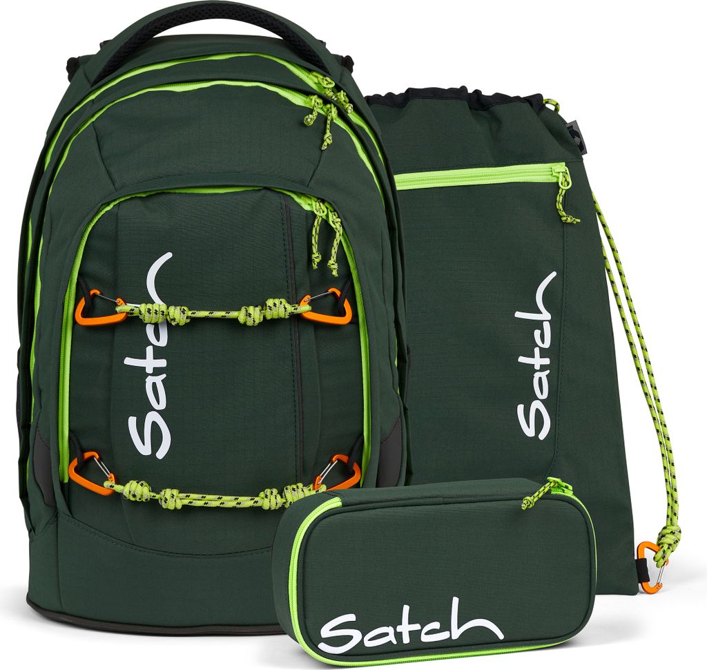 Satch Schulrucksack-Set PACK Green Explorer 3-teilig, ab. 5. Klasse