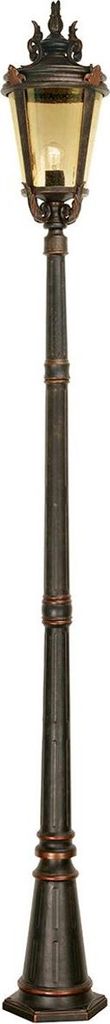 Casa Padrino Barock Gartenlaterne Antik Schwarz / Bronze / Bernsteinfarben Ø 30 x H. 239 cm - Elegante Außenstehleuchte - Nostalgische Außenbele...