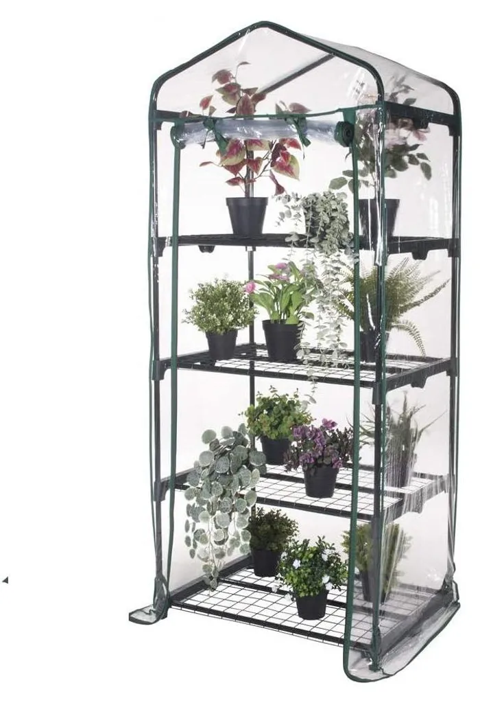 Serre de Balcon Brixo 4 Étagères L69xP49xH160cm Structure Acier et PVC