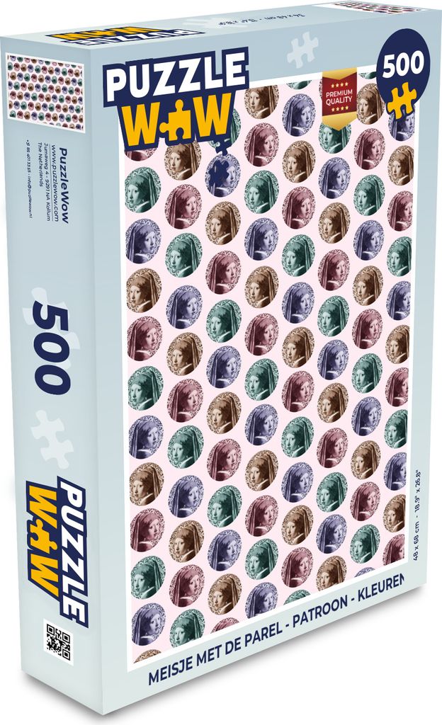 MuchoWow Puzzle 500 Teile Mädchen mit Perlenohrring - Muster - Farben - Denken - Spiel - Toy