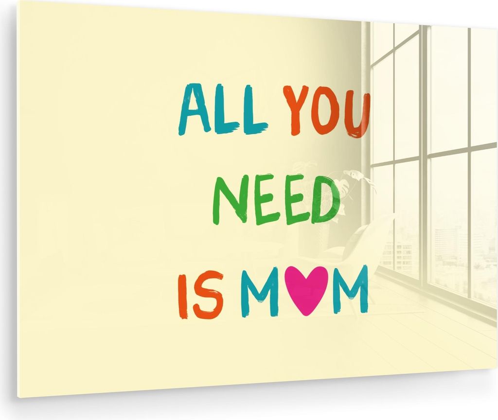 MuchoWow Glasbilder - Bilder auf Wandbild - Foto auf Glas Herz - Mutter - Text - Bunt 60x40 cm Wanddekoration aus Glas - Acrylglasbild - Acrylbilde...