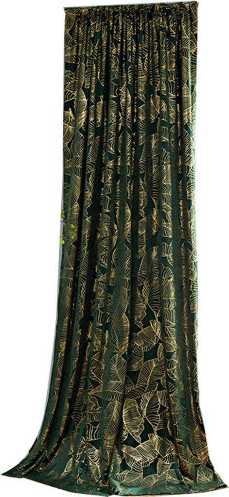 Blickdichte Vorhänge mit Goldfolie – Blätter-Muster, 140x260 cm, 2er Set – Dekorativ & Funktional