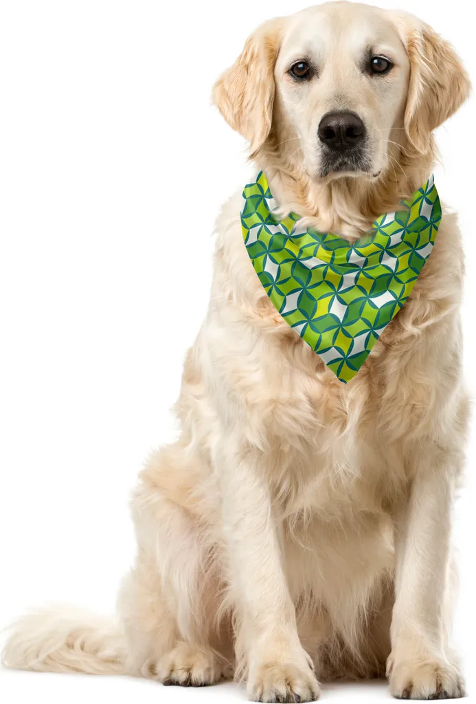 ABAKUHAUS Bandana Cani 40x40 cm - Accessorio Geometrico Fern Lime Green