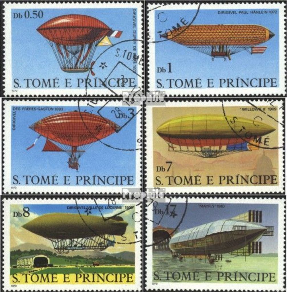 Briefmarken Sao Tome e Principe 1979 Mi 626-631 (kompl.Ausgabe) gestempelt Geschichte der Luftfahrt