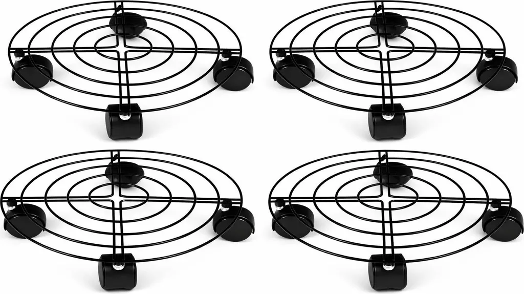 Set de 4 rouleurs de plantes ronds en métal Ø 27 cm charge max 100 kg