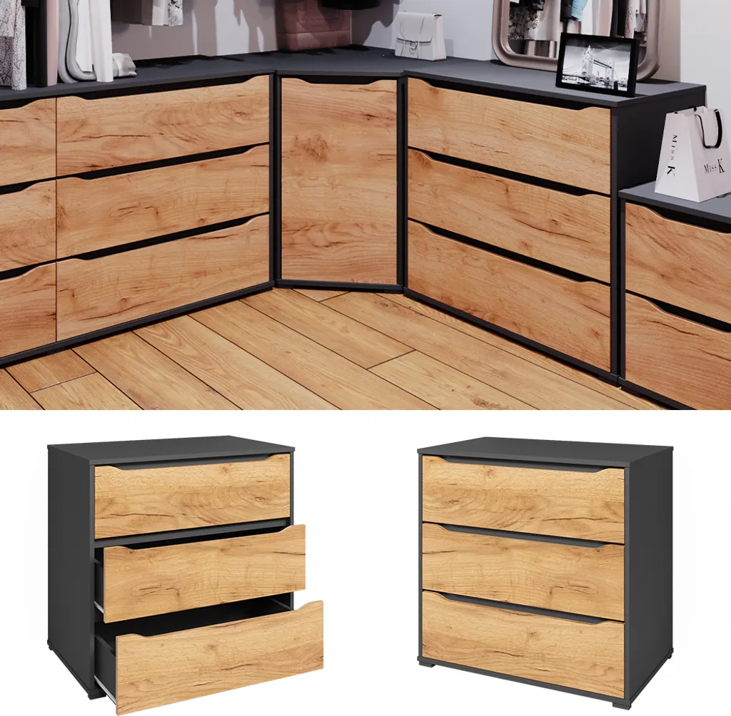 Buffet Chêne Doré Vicco Ruben 48x77.6 cm Compact à Tiroirs Robustes - 2