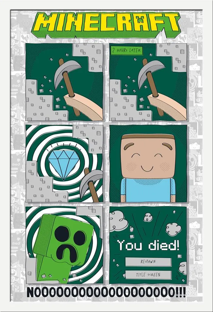 Regalo Minecraft: Poster 61x91,5 + Cornice Bianca Shinsuke Antirottura