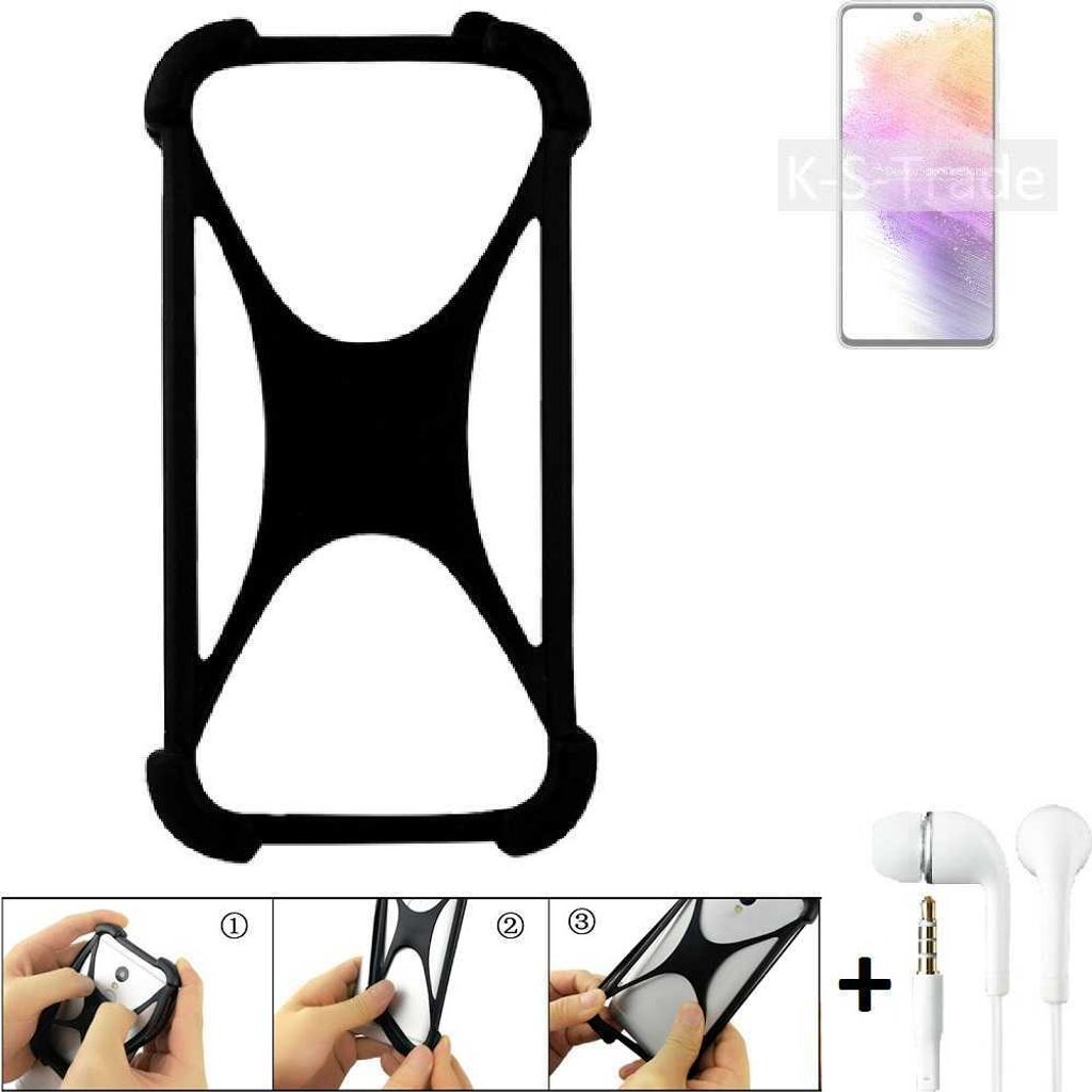 K-S-Trade Handy-Hülle + headphones kompatibel mit Samsung Galaxy A73 5G Schutz-Hülle Bumper Silikon Cover Case Silikoncase Silikonbumper TPU