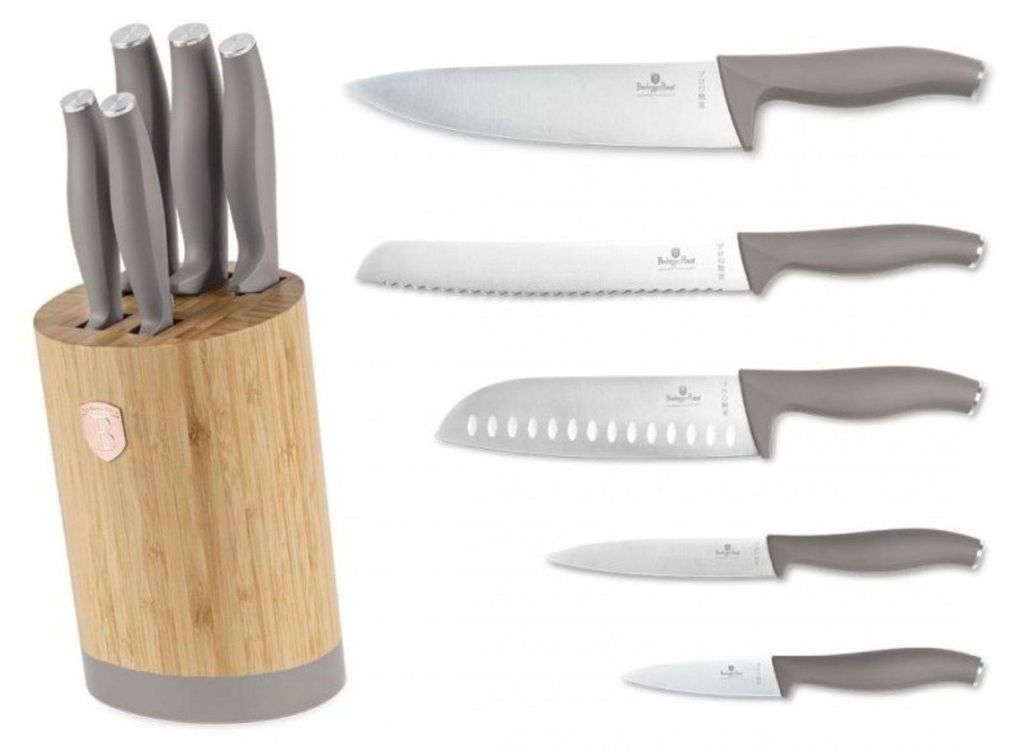 Berlinger Haus Messer Set BH-2756 im Bambusblock Taupe 6-teilig aus Ferrinox 18/10 Edelstahl