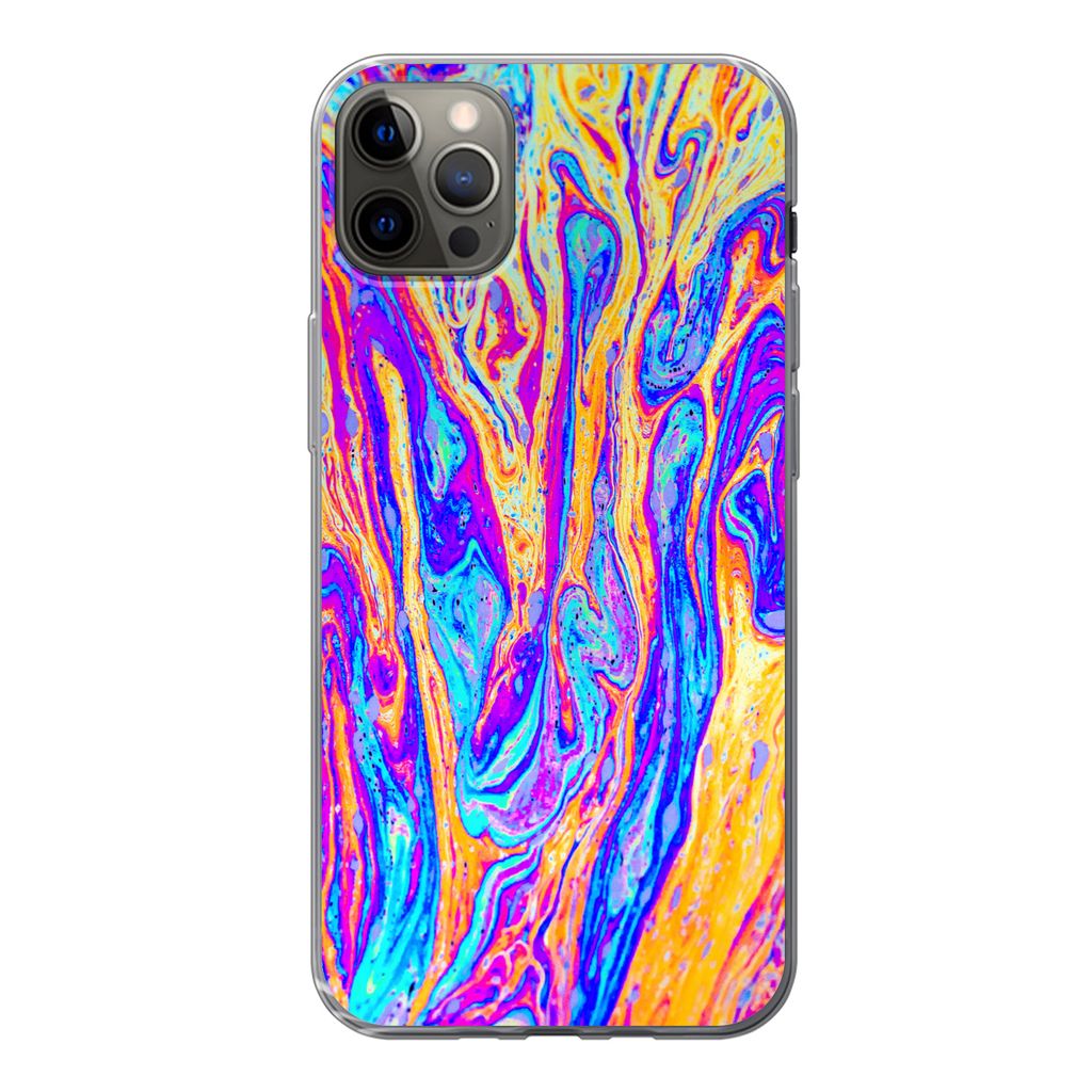 MuchoWow Handyhülle Schutzhülle Hülle für iPhone 12 Pro Max Kunst - Farben - Psychedelisch Silikon Softcase Handy Hülle - Hartschale