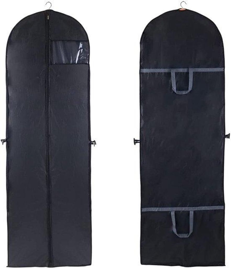 Kleiderbox 2er Set, atmungsaktives Schutzbeutel 180cm x 60cm, Kleiderboxen für Hochzeitskleid, Abendkleid oder lange Jacken, schwarz