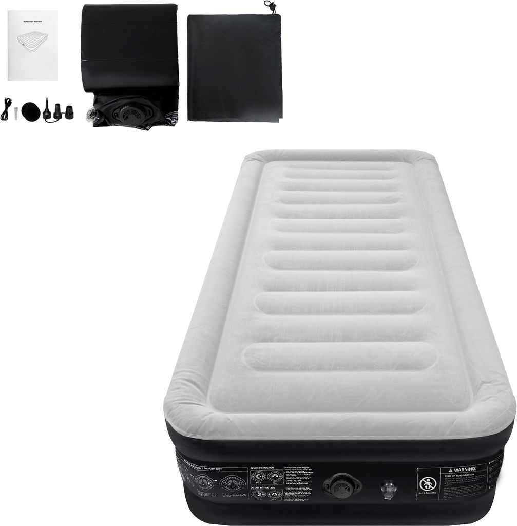 LZQ Luftmatratze Luftbett Selbstaufblasend für 1 Personen, Gästebett Einzelbett Aufblasbare Matratze mit Elektrischer Pumpe 187x90x46cm