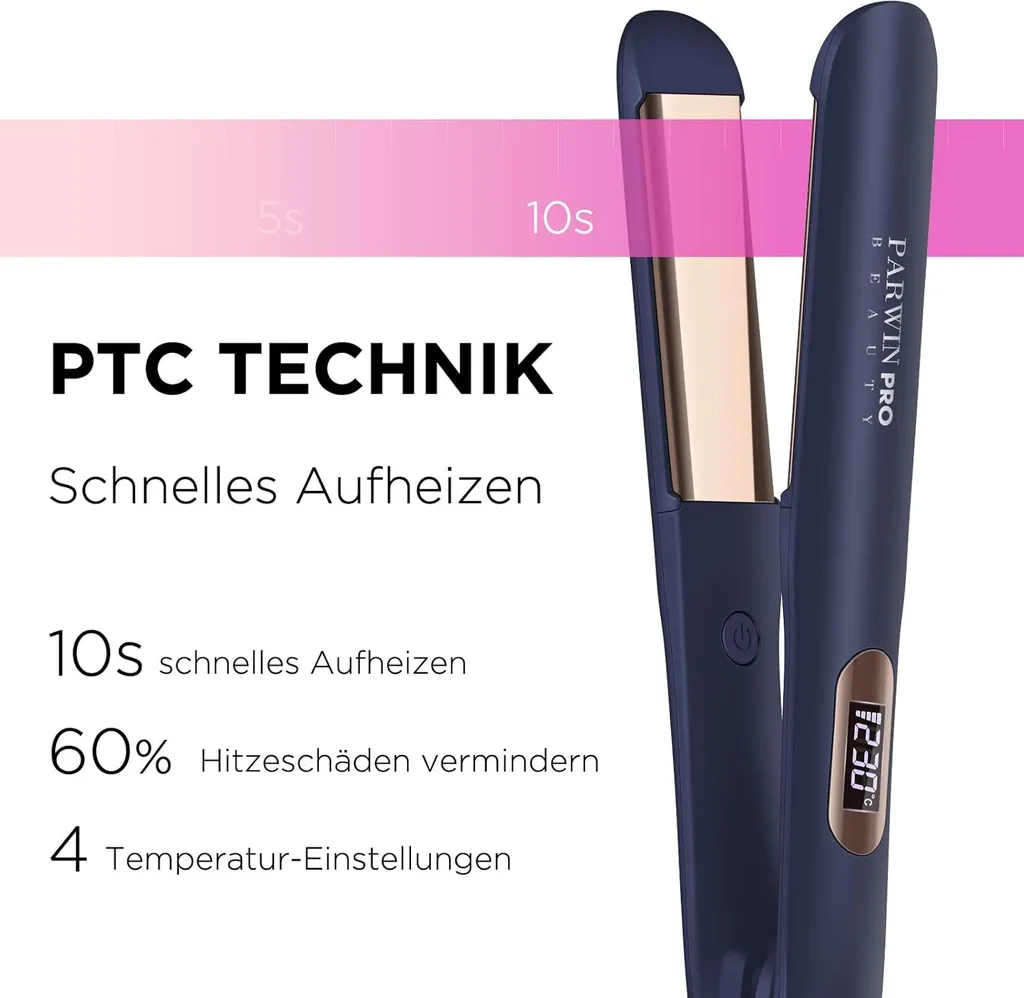 Piastra per capelli Arricciamento e raddrizzamento PARWIN PRO BEAUTY Piastra per capelli, rivestimento in nano titanio Piastra per capelli Ampia piastra riscaldante setosa, 2 in 1 Piastra per capelli Arricciamenti - 5