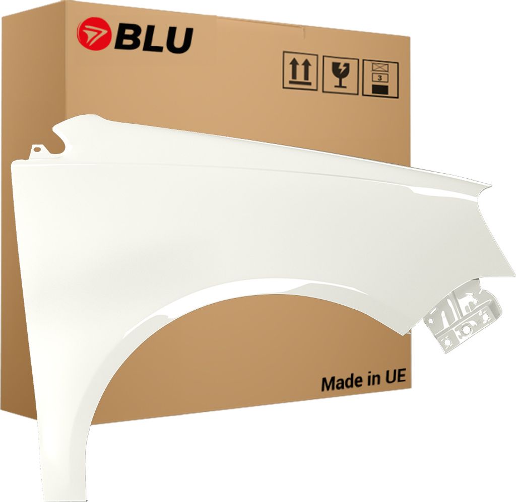 BLU Kotflügel Passend für VW Volkswagen Polo 9N3 IV 4 LIFT LB9A Rechts Weiss CandyWeiss | 2005-2009 | Vorderseite Vorne | Lackiert | Einbaufertig