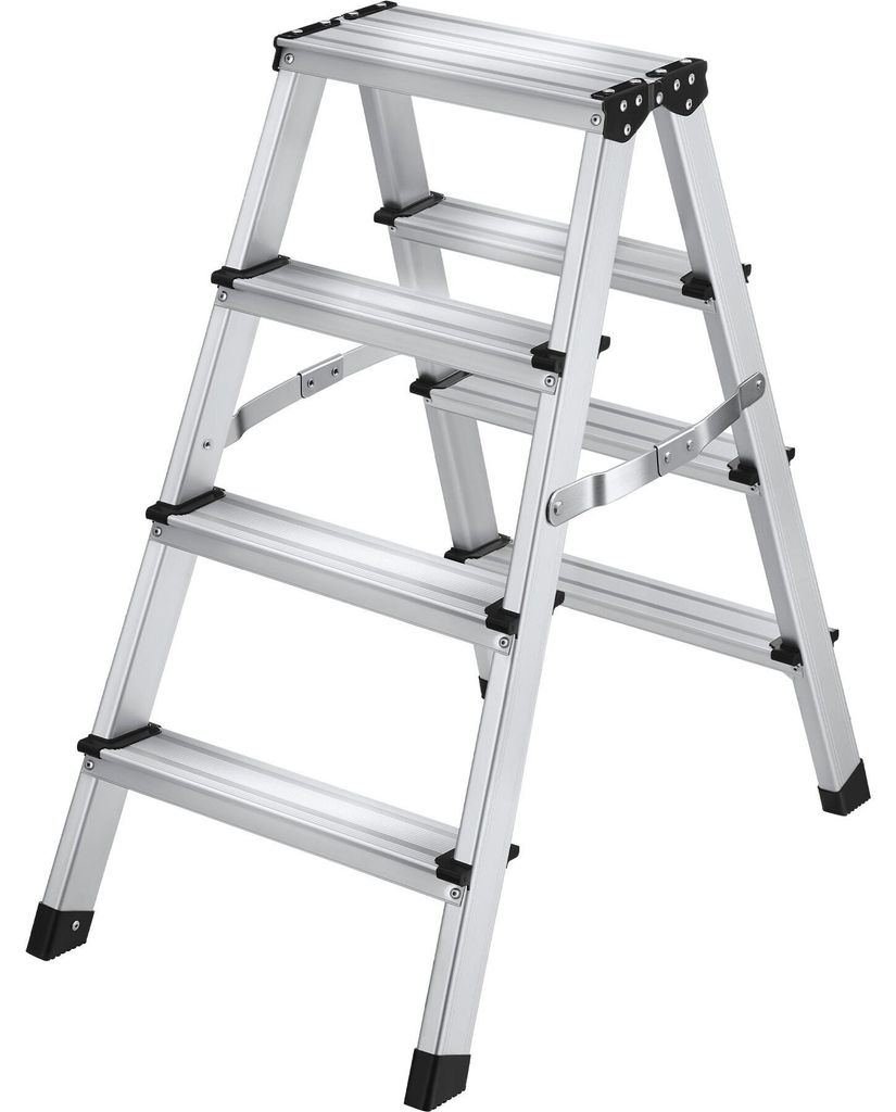 tectake® Doppelseitige Aluminium Trittleiter 4 Stufen, Produktbild 