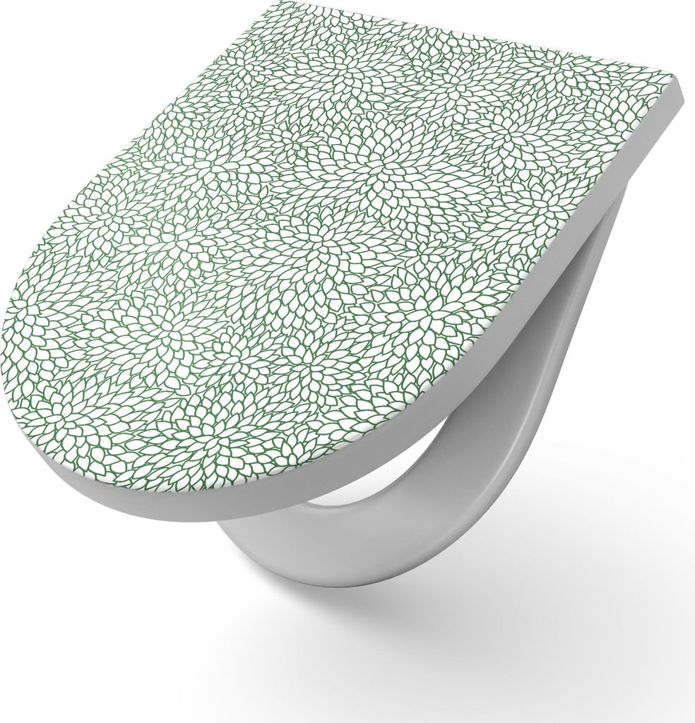 DEQORI WC-Sitz Duroplast 36,4x45,4 cm 'Florales Netzwerk' Toilettensitz WC-Brille Design