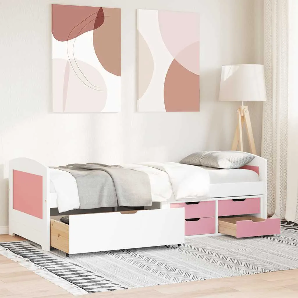 Lit de jour 90x200cm avec 5 tiroirs : la solution gain de place Blanc Rose
