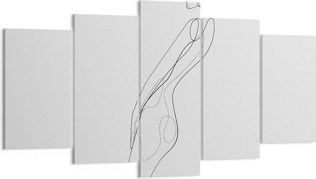 Bild auf Leinwand - Leinwandbild - 5 Teile - Kontur Frau Minimalismus - 160x85cm - Wand Bild - Wanddeko - Wandbilder - Leinwanddruck - Bilder - Wan...