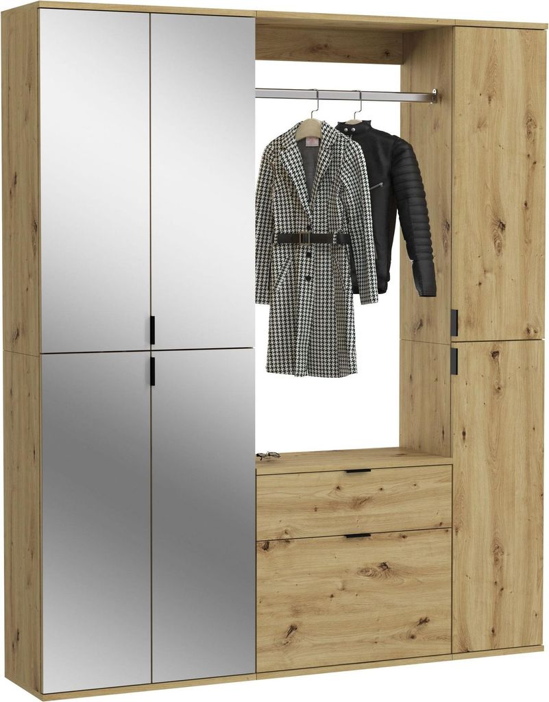 ProjektX garderobe opstelling P7 eiken decor. Productafbeelding 