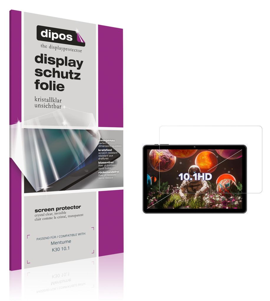 2x Schutzfolie für Mentume K30 10.1 klar Displayschutzfolie Folie Display Schutz dipos