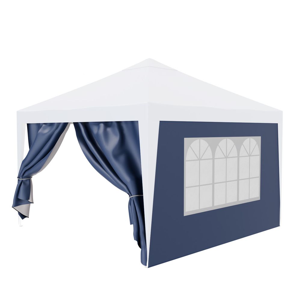 24MOVE Pavillon Seitenteile 2er Set 2x3m mit Fenster & Reissverschluss, wasserdicht, blau - für Partyzelt, Festzelt, Festivals