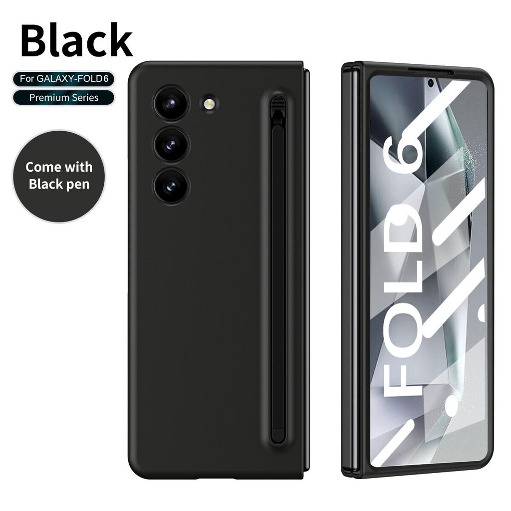 Handyhülle für Samsung Galaxy Z Fold 6 Schlank Stoßfest Kratzfest Schutzhülle mit Eingabestift und Displayschutz Schwarz