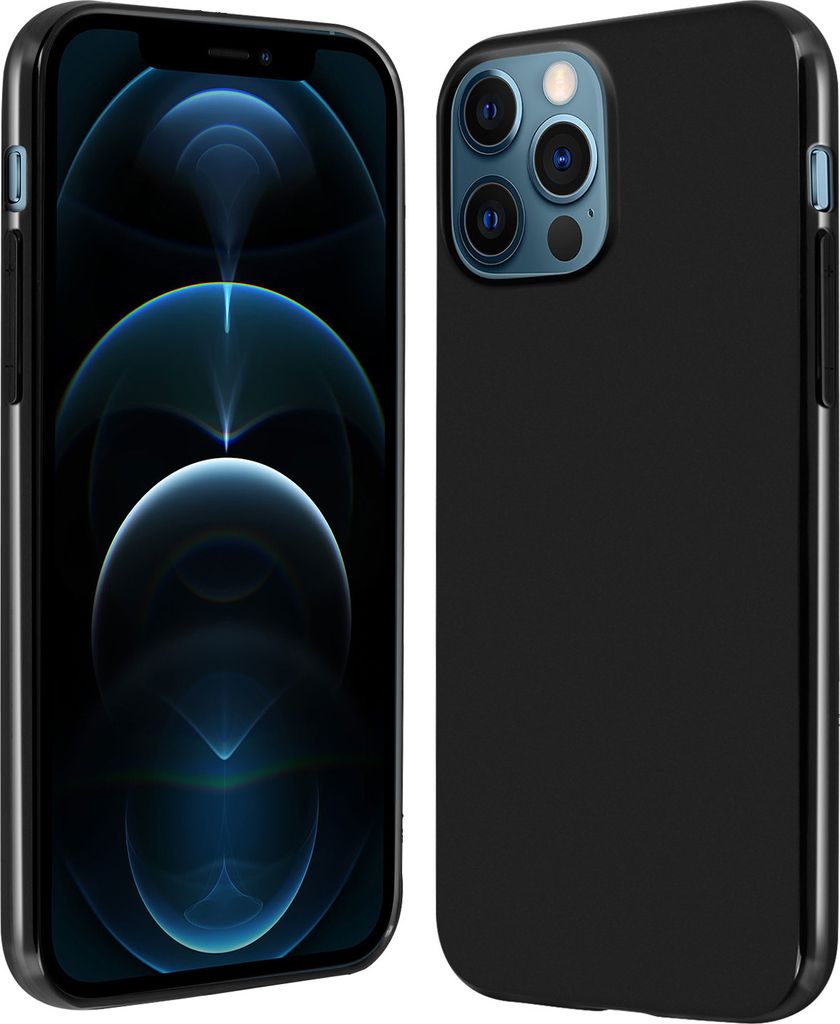 Avizar, Apple iPhone 12 Pro Max flexible Handyhülle, Glossy Silikon Bumper, Schwarz