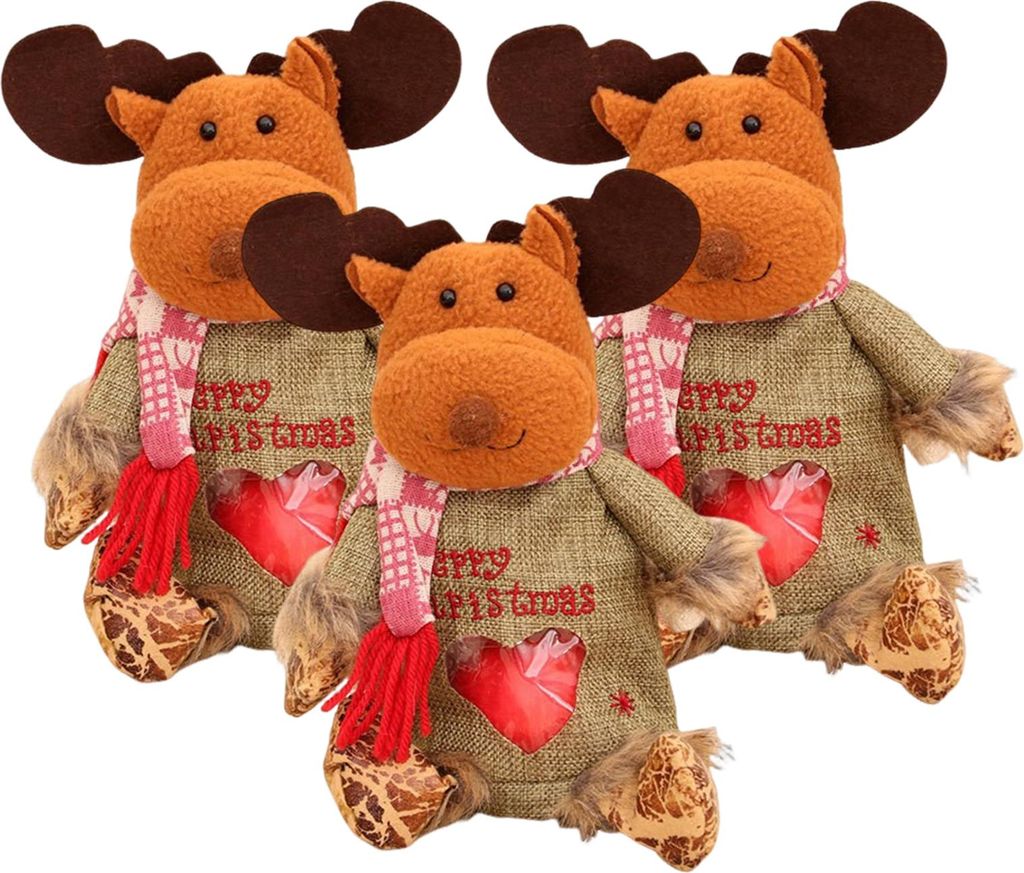 3er-Set Weihnachtsgeschenktüten mit Schneemann-, Weihnachtsmann- und Elchmotiven, dekorative Süßigkeitentüten, wiederverwendbare Beutel für Ga...