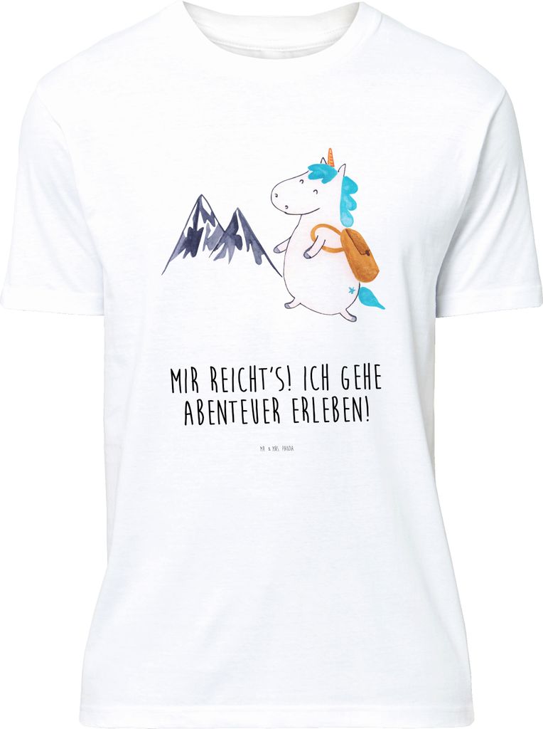 Mr. & Mrs. Panda S T-Shirt Einhorn Bergsteiger - Weiß - Geschenk, mit Spruch, Lustiges, Urlaub, Berge, Einhörner, Shirt, Reisen, Unicorn, Tshirt,...