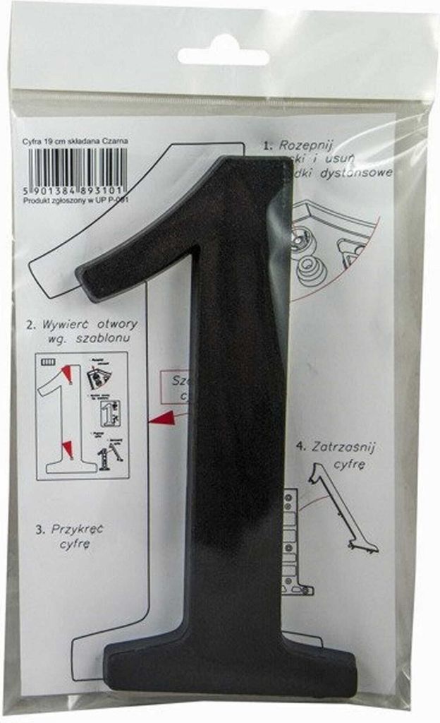 Číslo domu 1 černá 19 cm Obrázek produktu 