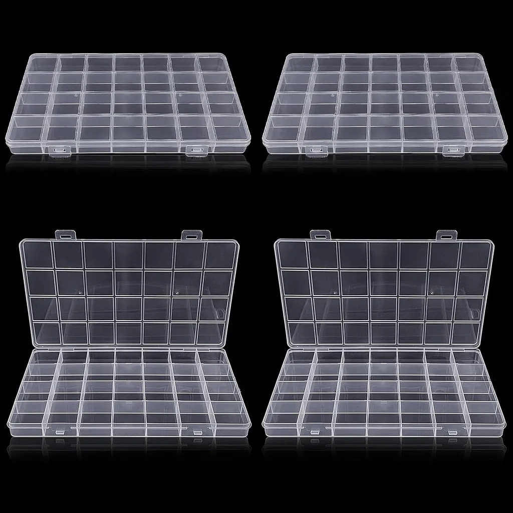 Organiseur de bijoux multi-cases : boîte de rangement plastique 28 cases
