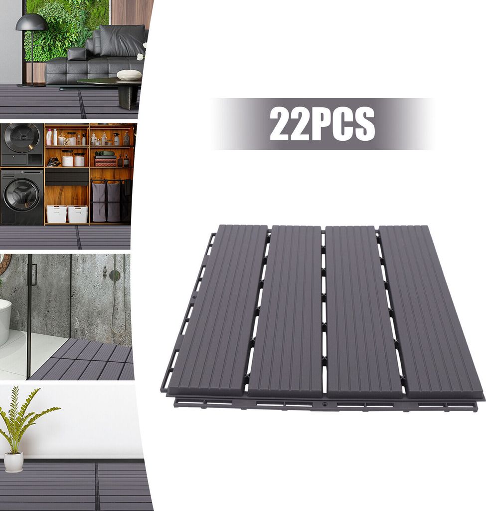 22 Stück Bodenfliesen Set 30x30cm verbindbar wasserdicht (2m²) für Balkon Pool Terrasse Garten