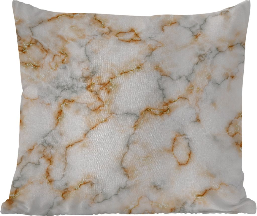 MuchoWow Outdoor Kissen - Marmor - Weiß - Grau - Gold - 60x60 cm - Wetterfest - Lounge Kissen - Dekoration - Schlaf Kissen