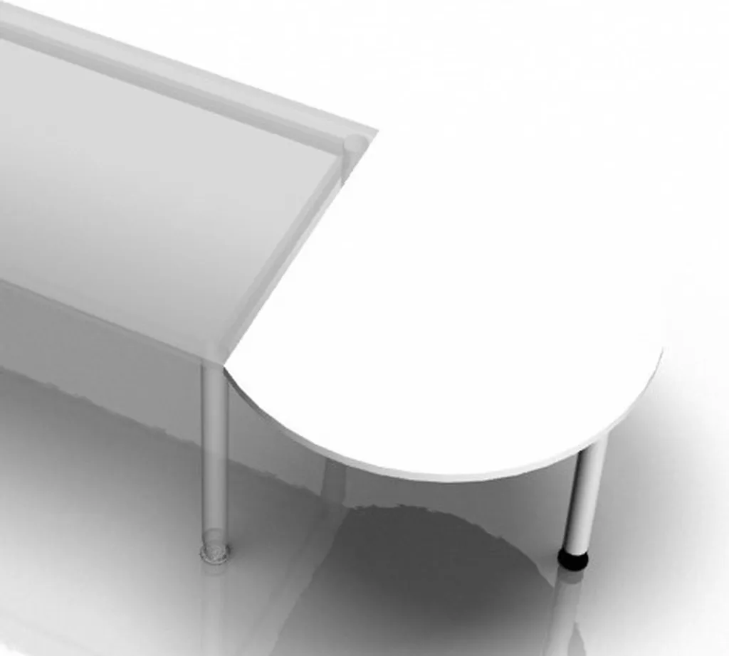 Table de retour semi-circulaire blanche LA80 80cm pour bureau d'entreprise