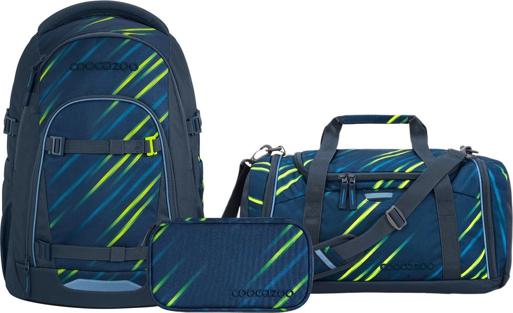 Coocazoo, Schulrucksack-Set MATE Fast Lime 3-teilig