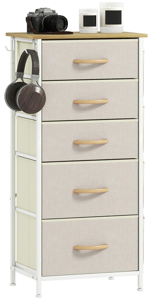 Comodino HOMCOM con 5 cassetti in tessuto non tessuto, Immagine del prodotto 